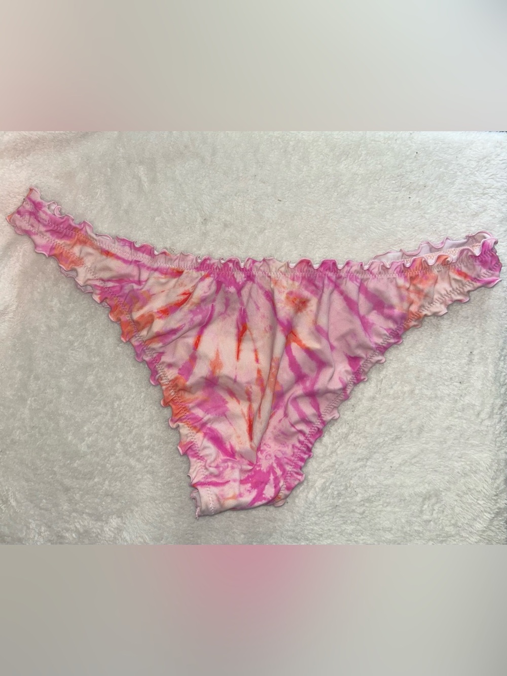 Shade & Shore Women's Ribbed Ruffle High Leg Cheeky Bikini Bottoms Large - Picture 3 of 5